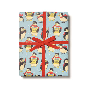 Holiday Penguin Wrapping Paper Sheet